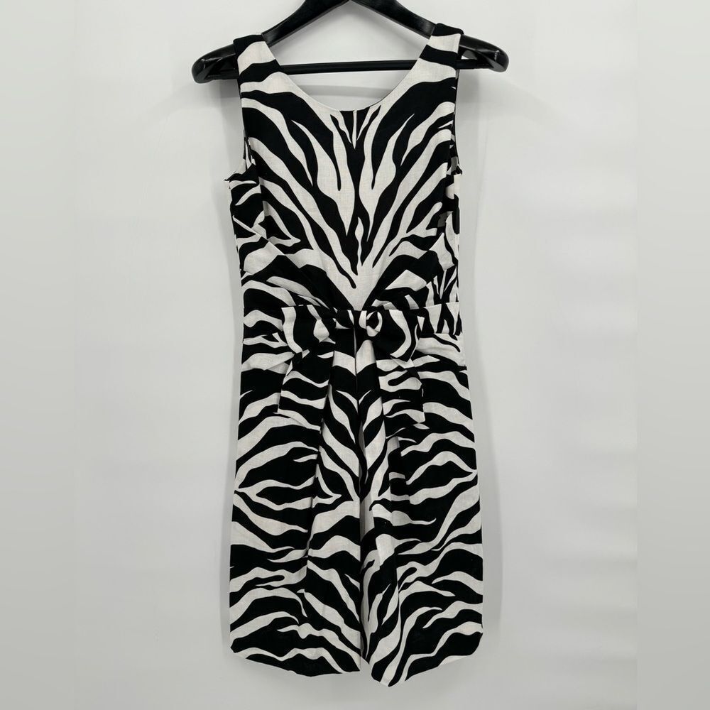 kate spade Black & White Zebra Print Sleeveless Bow Front Dress Sz 4 Pockets